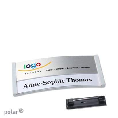 Namensschilder polar® alu-print Nadel hellgrau | silber | 65 x 30 mm