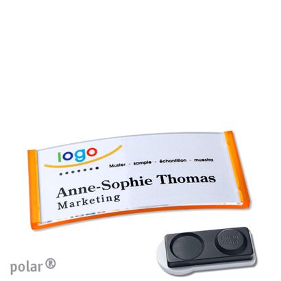 Namensschilder polar® quick-print Magnet smag® Magnet, extra stark | transluzent, orange | 65 x 30 mm