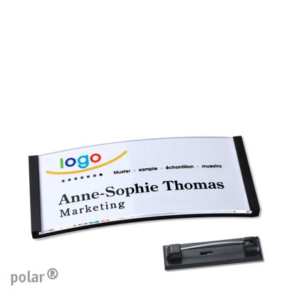 Namensschilder polar® quick-print Nadel schwarz | 65 x 30 mm