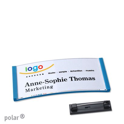 Namensschilder polar® quick-print Nadel mittelblau | 65 x 30 mm