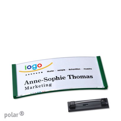 Namensschilder polar® quick-print Nadel grün | 65 x 30 mm