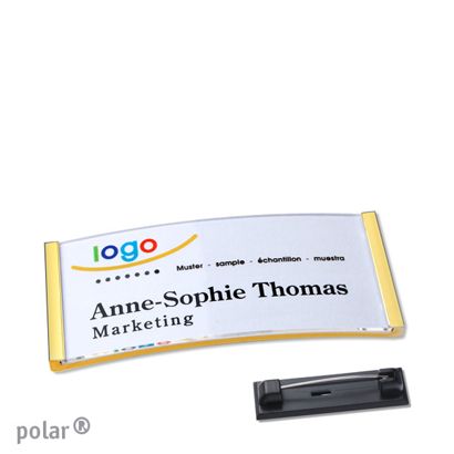 Namensschilder polar® quick-print Nadel gold | 65 x 30 mm