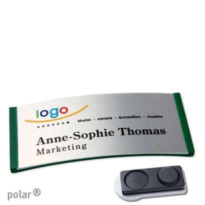 Namensschilder polar® alu-complete magnet smag® Magnet, extra stark | grün | silber | 74 x 34 mm