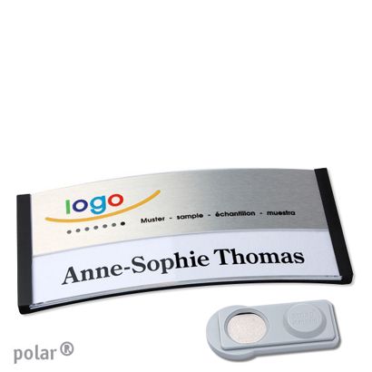 Namensschilder polar® alu-print Magnet smag® Magnet | schwarz | silber | 74 x 34 mm