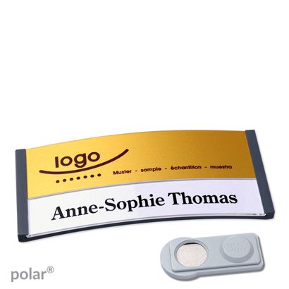 Namensschilder polar® alu-print Magnet smag® Magnet | anthrazit | gold | 74 x 34 mm