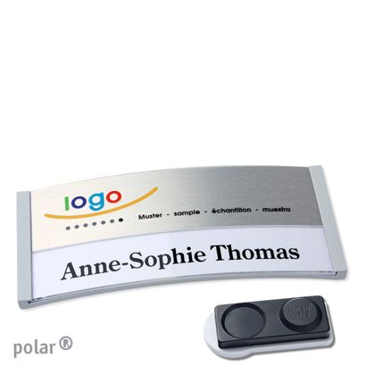 Namensschilder polar® alu-print Magnet smag® Magnet, extra stark | hellgrau | silber | 74 x 34 mm