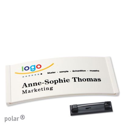 Namensschilder polar® color-complete Nadel weiß | 74 x 34 mm