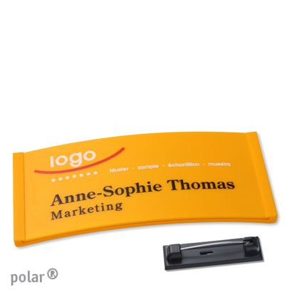 Namensschilder polar® color-complete Nadel gelb | 74 x 34 mm
