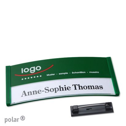 Namensschilder polar® color-print Nadel grün | 74 x 34 mm