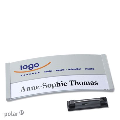 Namensschilder polar® color-print Nadel hellgrau | 74 x 34 mm