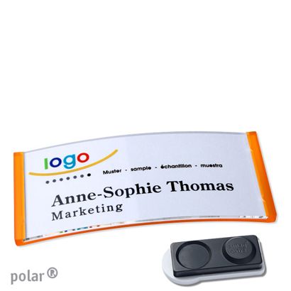 Namensschilder polar® quick-print Magnet smag® Magnet, extra stark | transluzent, orange | 74 x 34 mm