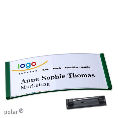 Namensschilder polar® quick-print Nadel grün | 74 x 34 mm