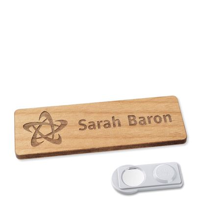 Namensschild aus Holz, timberline® "complete-engraved" 76,3 x 25,5 mm | smag® Magnet