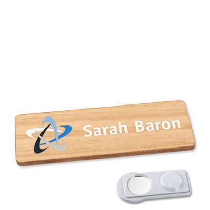 Namensschild aus Holz, timberline® "complete-print" 76,3 x 25 mm | smag® Magnet