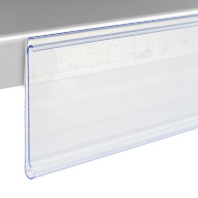 Scannerschiene DBR, selbstklebend, mit Griffkante 18 mm | 200 mm | transparent  | zum Kleben (Schaumklebeband) 