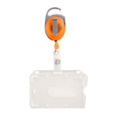 Kartenhalter mit Jojo mit Daumenaussparung, matt | orange, transparent