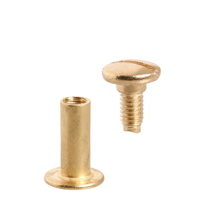 Buchschrauben, Messing 16 mm | Hülse glatt, Schraube geschlitzt 
