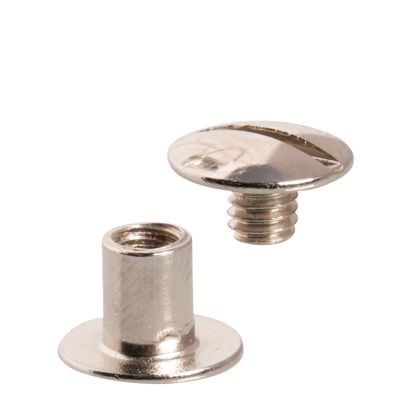 Buchschrauben, vernickelt 3.5 mm | Hülse mit Loch, Schraube geschlitzt 