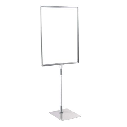 Plakatrahmen mit Standfuß und Halterung (Set) A3 grau | Standfläche: grau | Aluminiumstange verstellbar von 350 - 550 mm