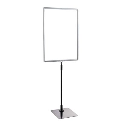 Plakatrahmen mit Standfuß und Halterung (Set) A3 grau  | Standfläche: schwarz  | Aluminiumstange verstellbar von 350 - 550 mm 