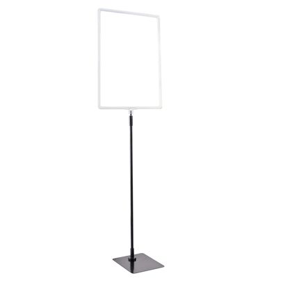 Plakatrahmen mit Standfuß und Halterung (Set) A3 Aluminiumstange verstellbar von 600 - 900 mm | transparent | Standfläche: schwarz