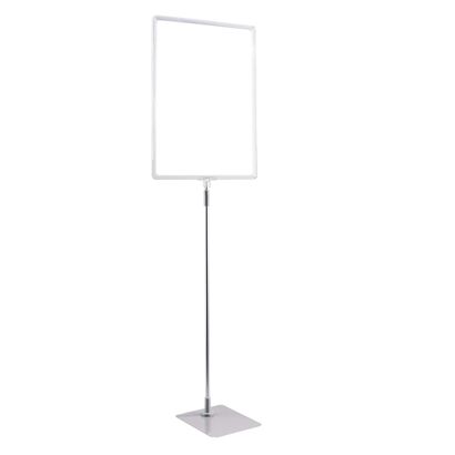 Plakatrahmen mit Standfuß und Halterung (Set) A3 Aluminiumstange verstellbar von 600 - 900 mm | transparent | Standfläche: grau