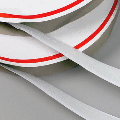 Klettband selbstklebend, Set aus 25 m Flauschband und 25 m Hakenband 30 mm | weiß
