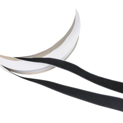 Klettband selbstklebend, Set aus 25 m Flauschband und 25 m Hakenband 30 mm | schwarz
