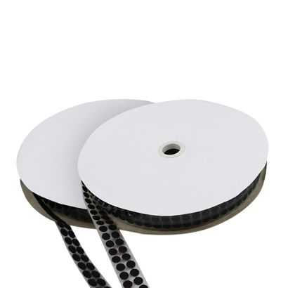 Klettpunkte auf Rolle, 10 mm | schwarz | Set - Haken & Flausch