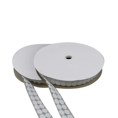 Klettpunkte auf Rolle, 16 mm | weiß | Set - Haken & Flausch