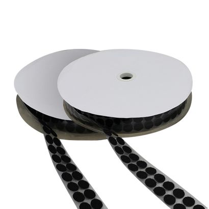 Klettpunkte auf Rolle, 16 mm | schwarz | Set - Haken & Flausch