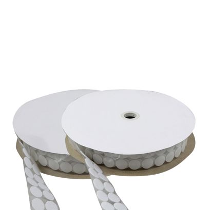 Klettpunkte auf Rolle, 21 mm | weiß | Set - Haken & Flausch