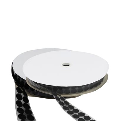 Klettpunkte auf Rolle, 21 mm | schwarz | Set - Haken & Flausch