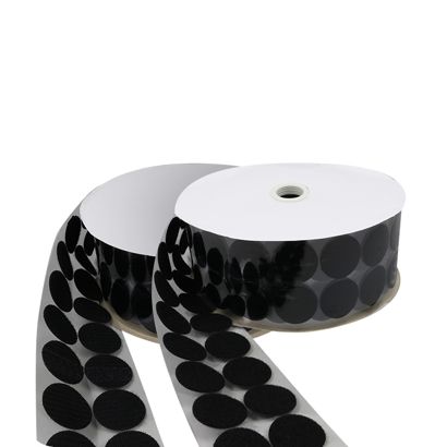 Klettpunkte auf Rolle, 45 mm | schwarz | Set - Haken & Flausch