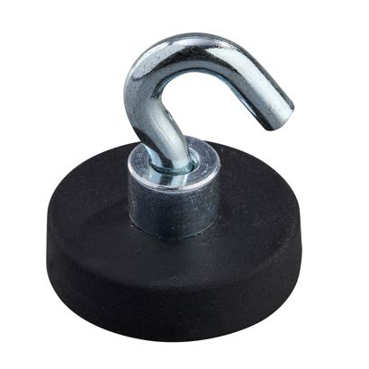 Gummierte Magnete mit Haken 22 mm | schwarz