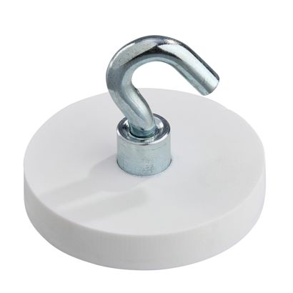 Gummierte Magnete mit Haken 31 mm | weiß