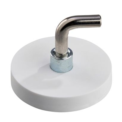 Gummierte Magnete mit Haken, L-Form 31 mm | weiß
