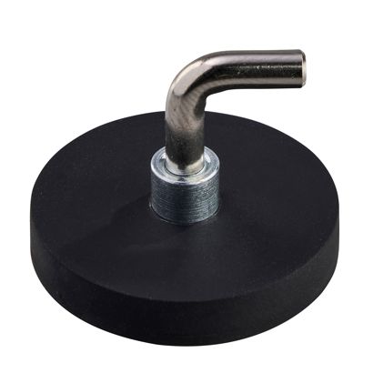 Gummierte Magnete mit Haken, L-Form 31 mm | schwarz