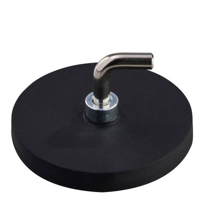 Gummierte Magnete mit Haken, L-Form 43 mm | schwarz