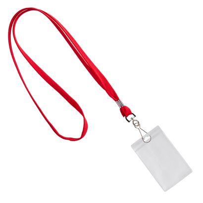 Ausweishülle mit Band  rot  |  86 x 54 mm  | Hochformat 