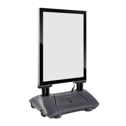 Kundenstopper WindPro LED Premium Outdoor, A1, schwarz, mit Wassertank, windfest, wetterfest