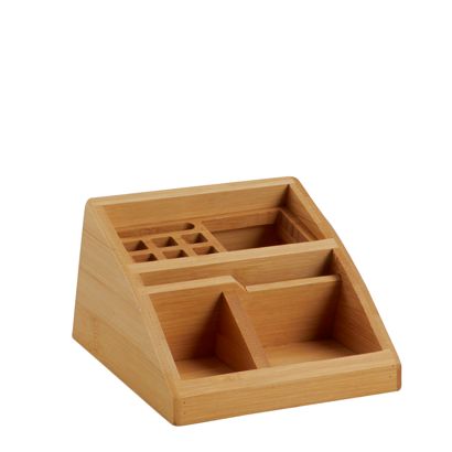 Schreibtisch Organizer Holz mit Stiftehalter und Fächern 