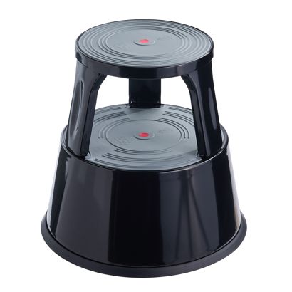 Rollhocker Metall, 2 Stufen schwarz