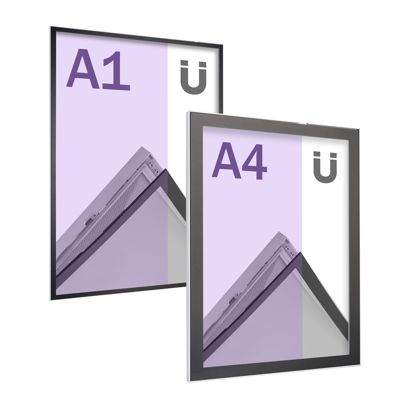 Magnet Posterrahmen, Gehrung, einseitig, silber/schwarz 