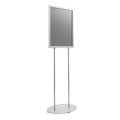 Plakatständer A2 doppelseitig, mit Ovalfuß silber