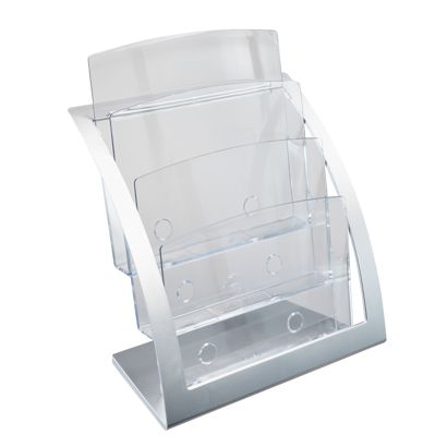 Prospekthalter, Polystyrol/ ABS, transparent PTXB 3 x A4 | silber