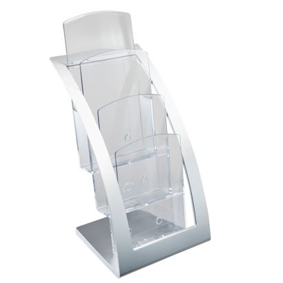 Prospekthalter, Polystyrol/ ABS, transparent PTXB 3 x silber | 1/3 A4