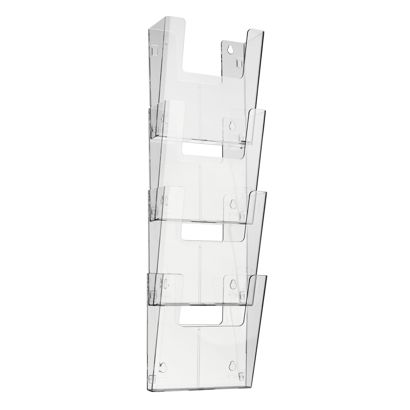 Wandprospekthalter, Polystyrol, transparent PTXK A4  | Hochformat  | 4 Fächer 