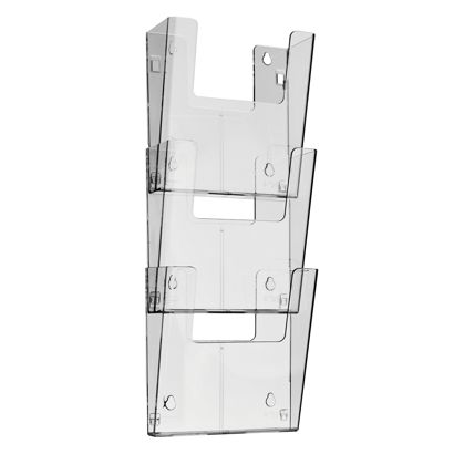 Wandprospekthalter, Polystyrol, transparent PTXK A4  | Hochformat  | 3 Fächer 