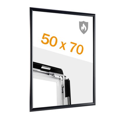 Brandschutzrahmen 50 x 70 mit B1-Zertifizierung schwarz | mit PET Deckelblatt